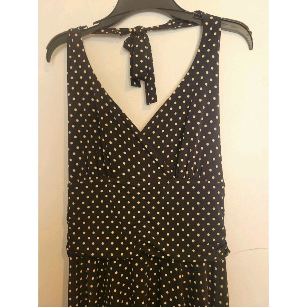 Womens Retro Polka Dot Stretchy Halter Neck Dress Size 14 Vintage 90s Y2K Sleek - Picture 4 of 11